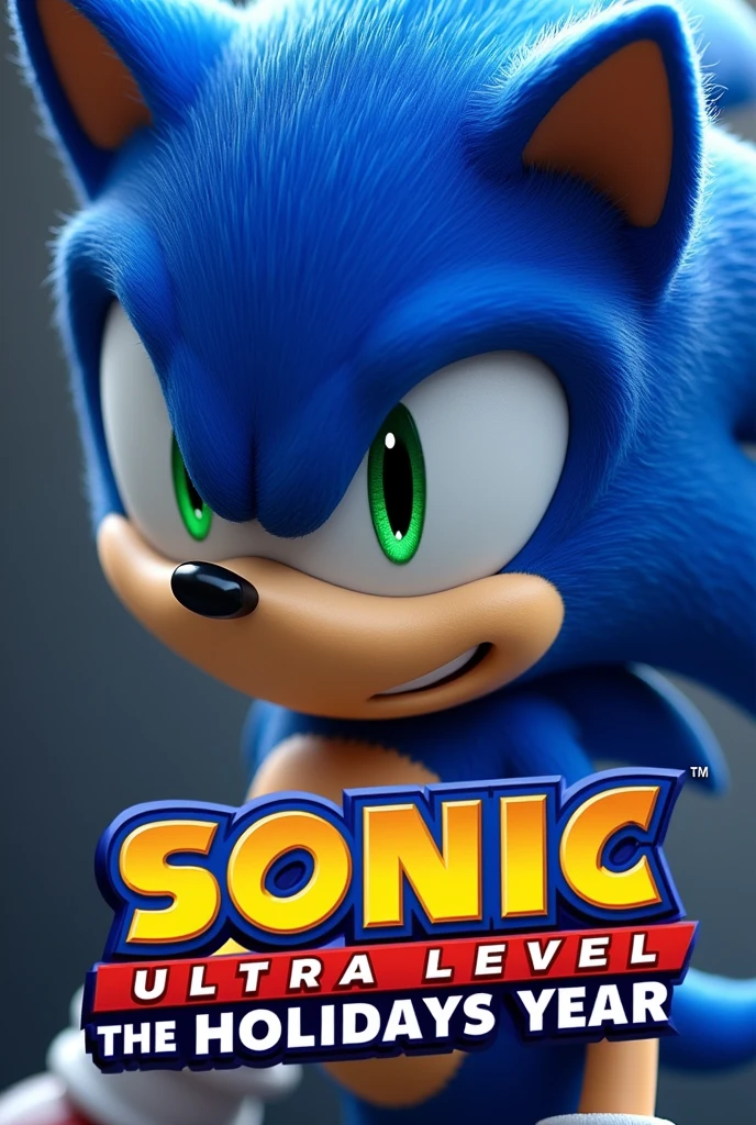 Sonic the hedgehog face only logo , and the logo title is ultra level the holidays year