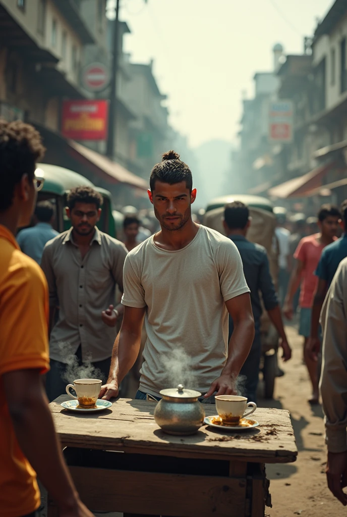 ronaldo selling tea in the dirty streets if india