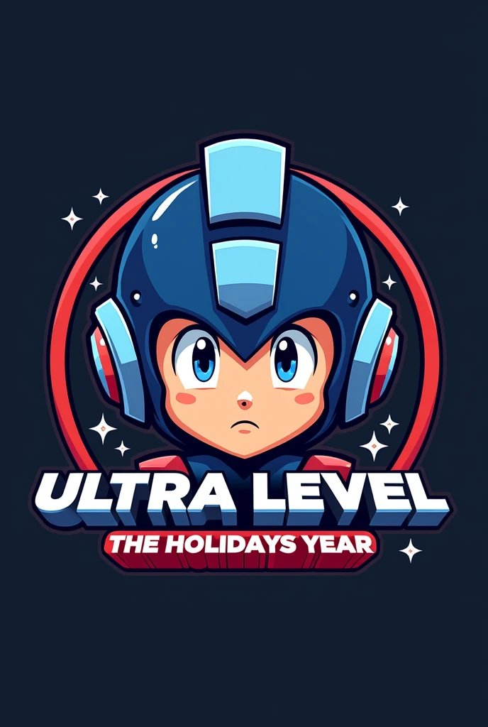 Logo of only the face of megaman (CLASSIC), and the logo title is ultra level the holidays year
