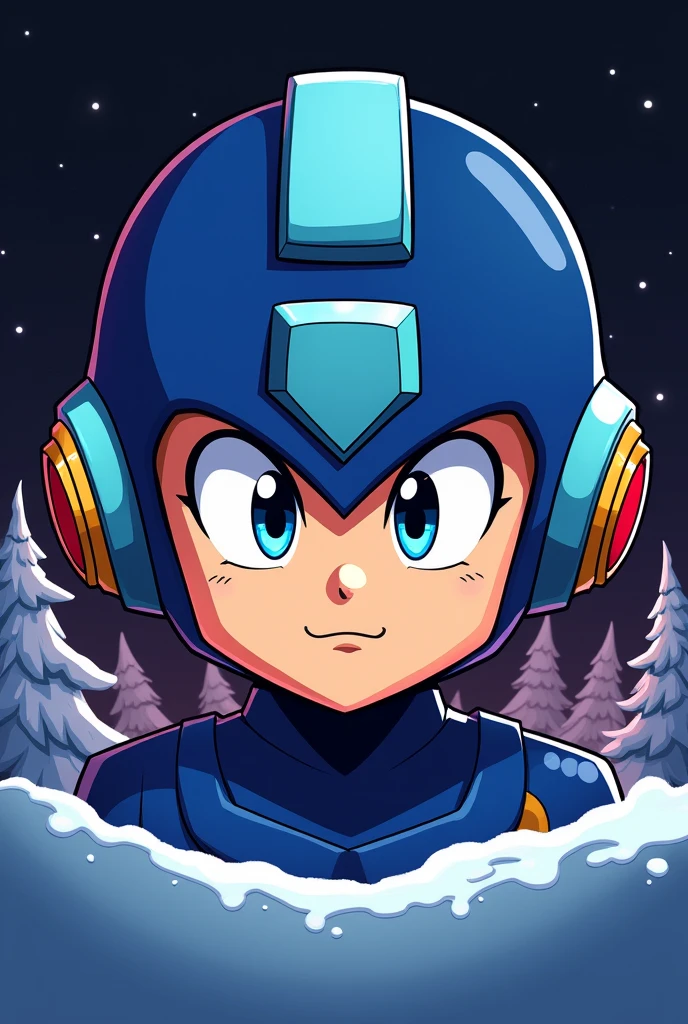 Logo of only the face of megaman (CLASSIC), and the logo title is ultra level the holidays year
