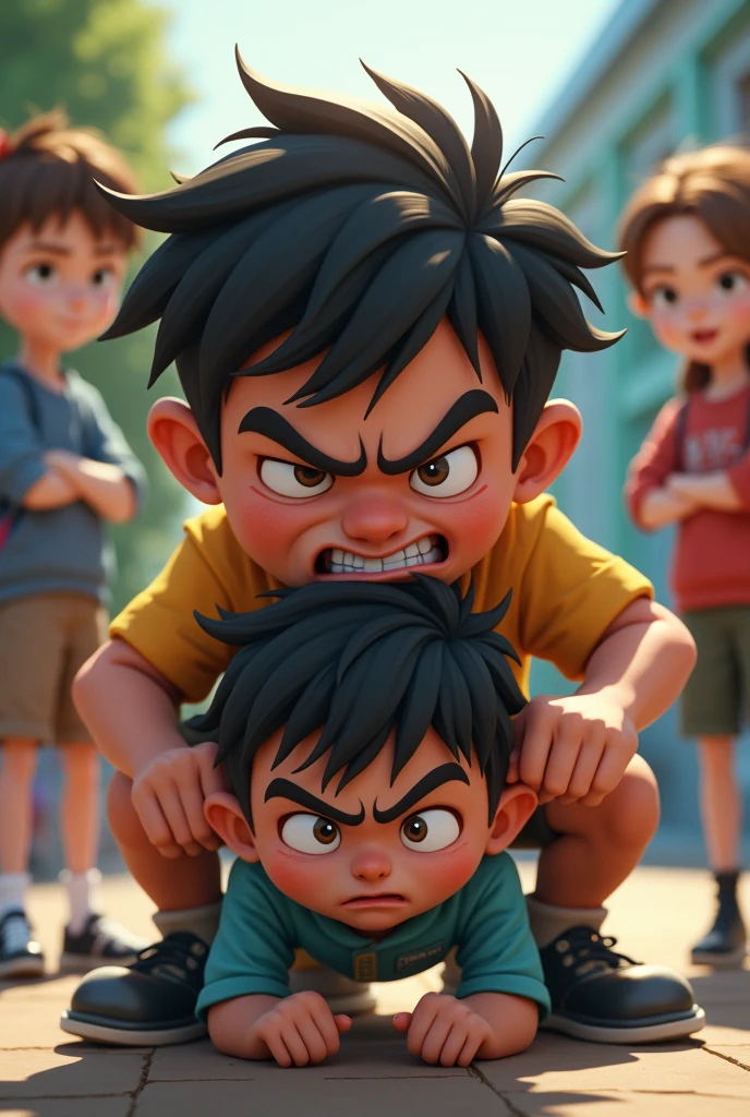 angry child bullying with
