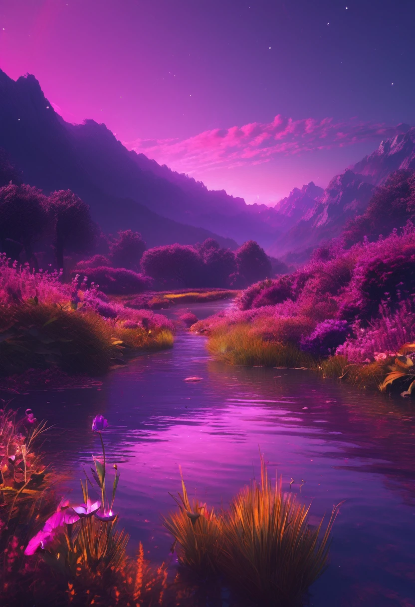 purple aesthetic landscape, 8k, masterpiece,