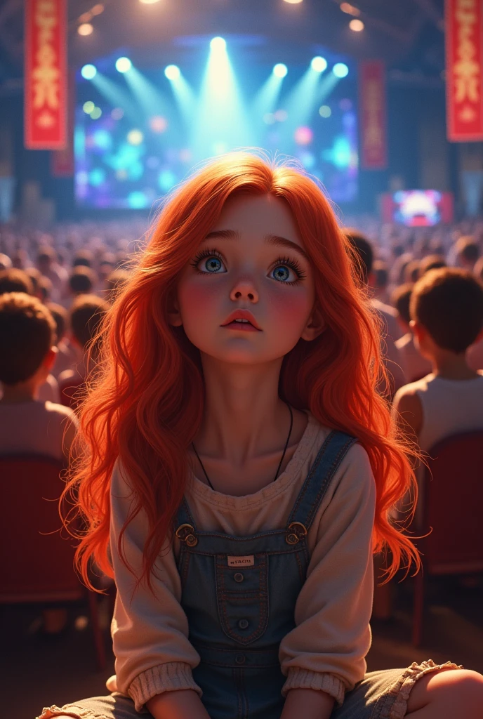 Red haired girl watching the show 