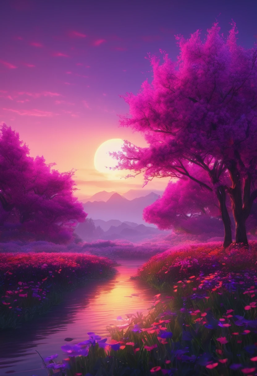 purple aesthetic landscape, 8k, masterpiece,