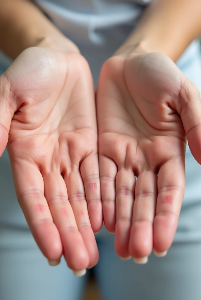Create high quality images of skin papules on hands for a dermatology journal