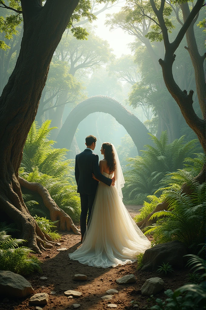 A pre wedding couple goin to jurrasic location