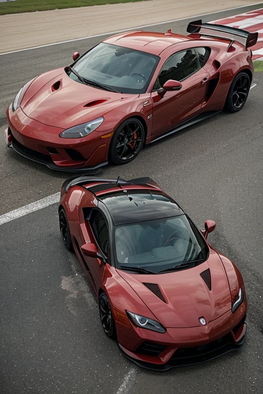 red anime style sports car and looks whole 