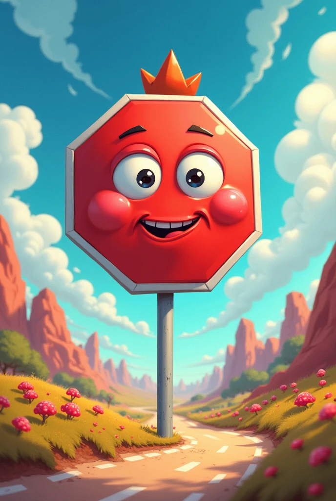 Stop sign as if it were in a cartoon 