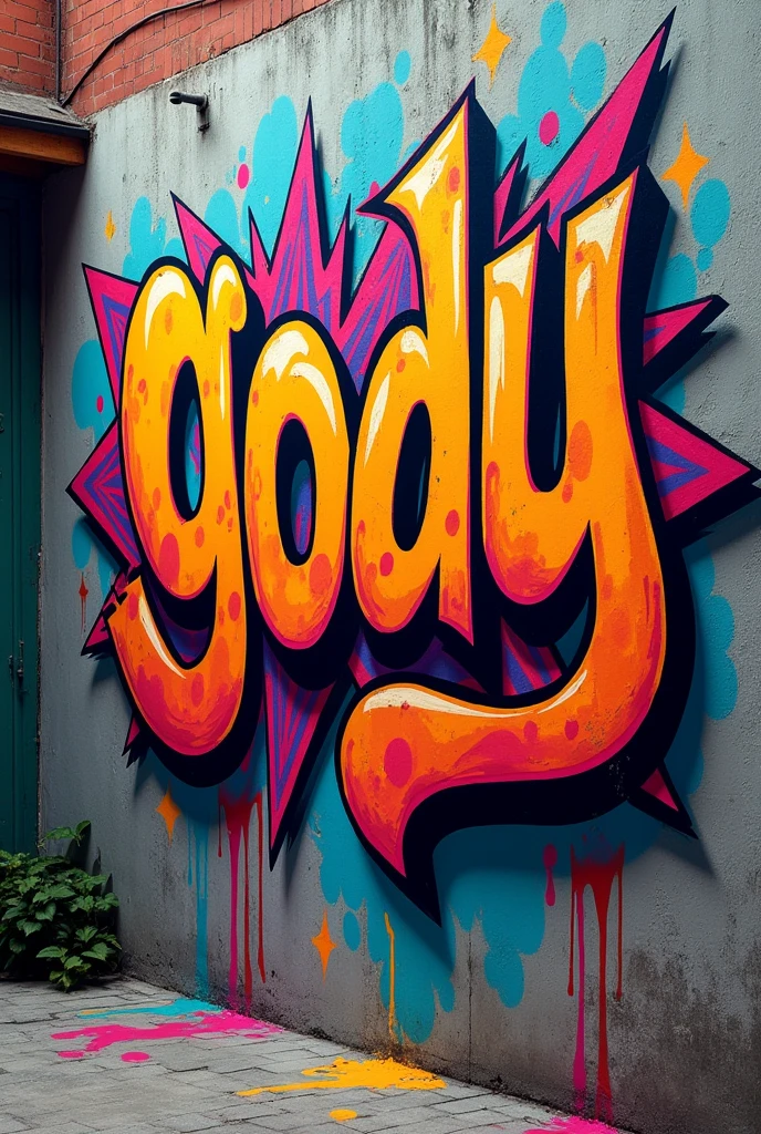 Make a graffiti with the word gody 