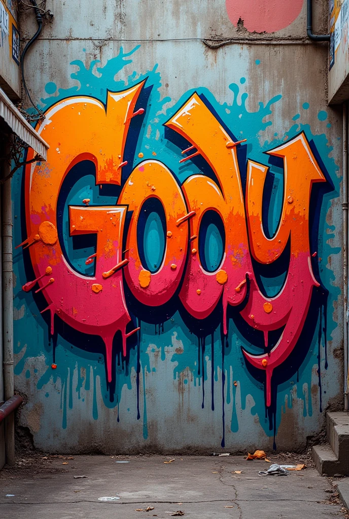Make a graffiti with the word gody