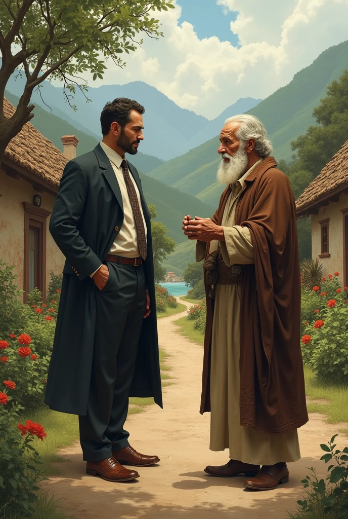 A rich man From the city arrived at a village meeting the old wisdomic man