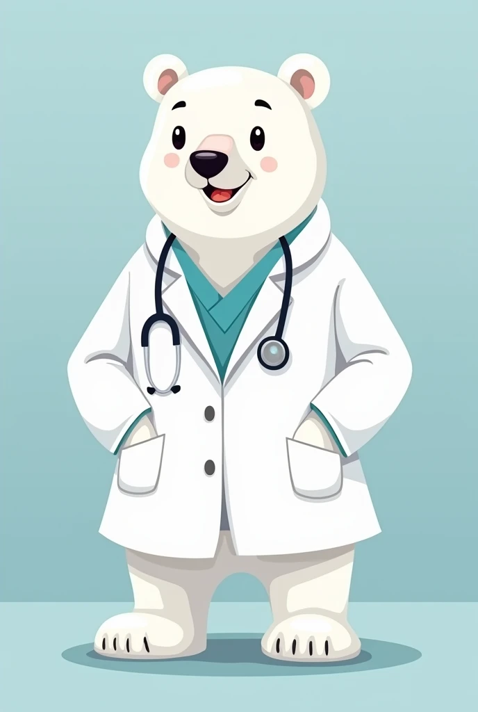I want an infographic for rational use of medicines in a hospital, a short image to place 3 lines of information, I just want a picture of a polar bear that represents the rational use of medicines, I want the polar bear with a pharmacist&#39;s coat and as a cartoon character, something like a mascot of the pharmacovigilance program, I just want the picture of the bear, without any background