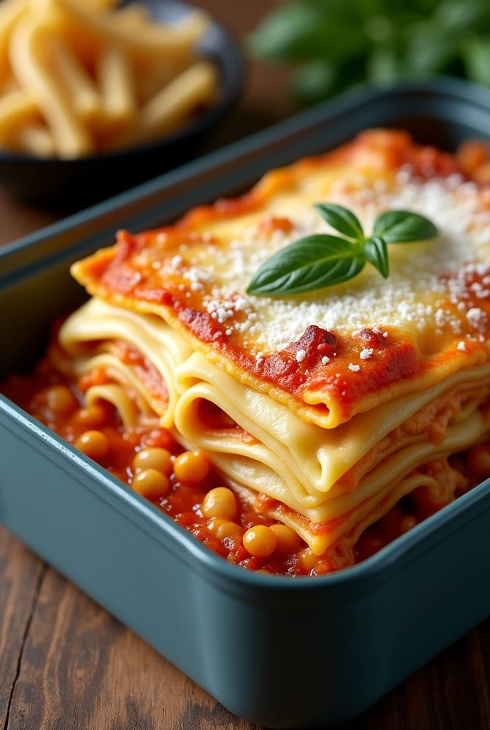 Chicken lasagna in a lunch box