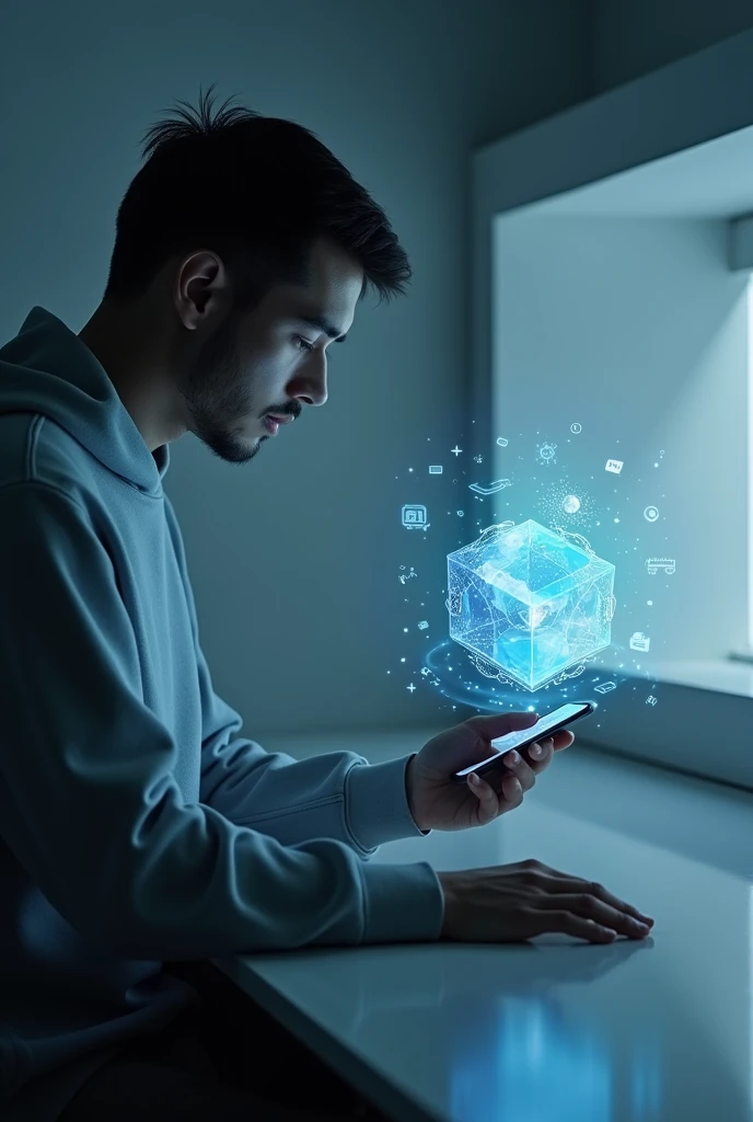 Ek vyakti apne mobile per charge kar raha hai 3D images