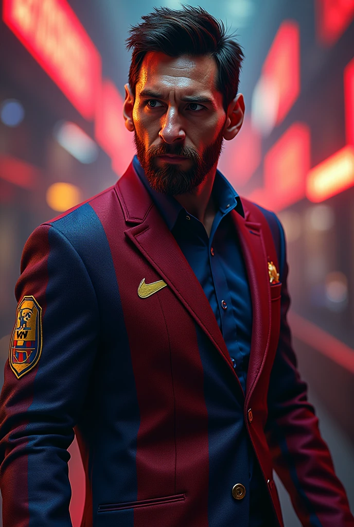 Give me 5 images of Leo Messi with ego and womanizer