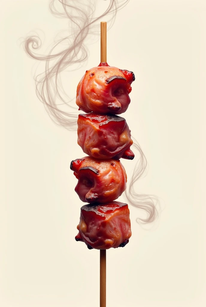 Meat skewer drawing with smoke
