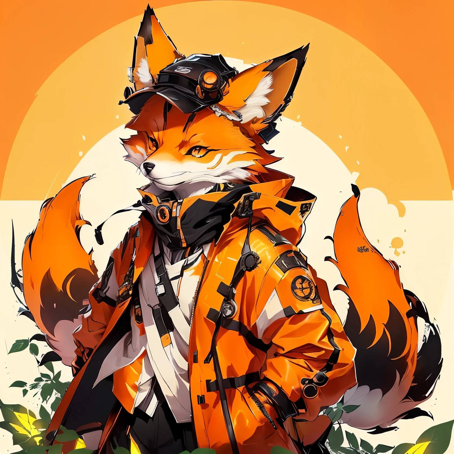 Anime, Anime, fox, art, personality, orange, orange, orange, orange, orange, orange, orange, orange, orange, orange, orange,, an anthropomorphic cyberpunk fox, fox nobushi, an anthro fox, an anthropomorphic fox, Fursona is dressed elegantly., anthropomorphic fox, digital fox