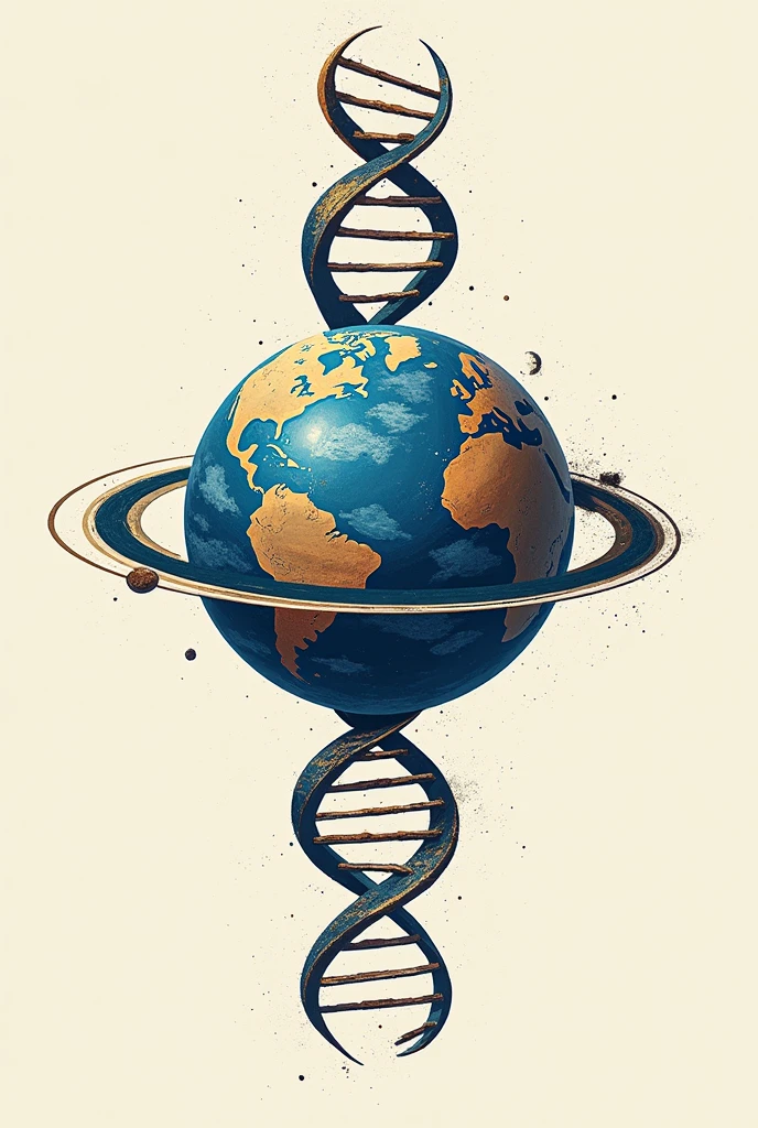 Globe with DNA strand around it like Saturn only painted with lines for printing