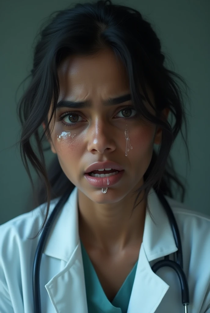 A indian female doctor is crying full of tears