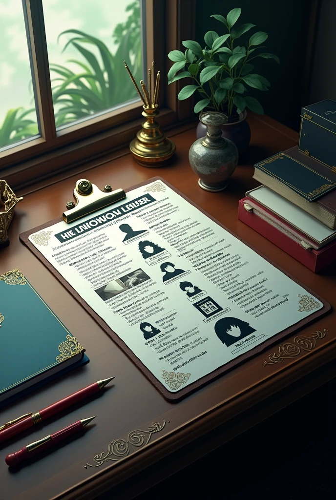 Criminal file of unknown killer on an anime table