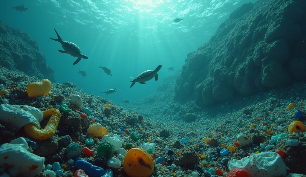 Industrial waste plastic  in sea