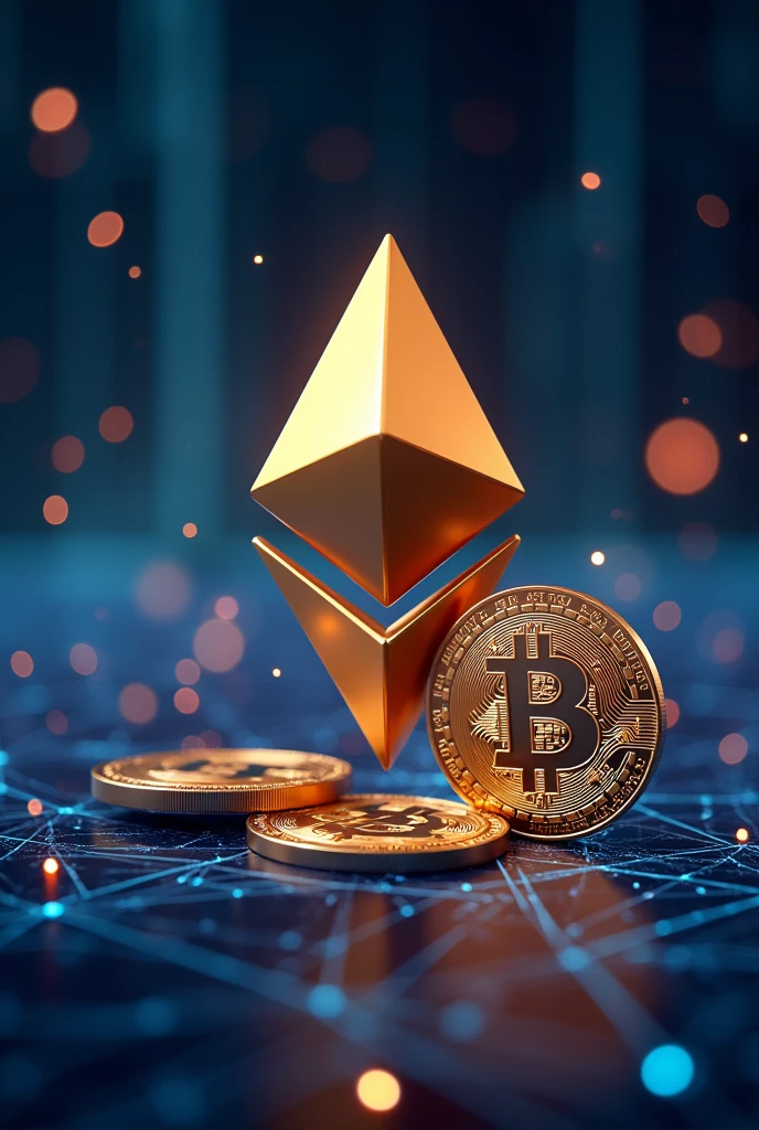 Create a cover for a vertical template e-book about cryptocurrencies that will make people interested in buying it with the symbols of bitcoin, ethereum and solana present