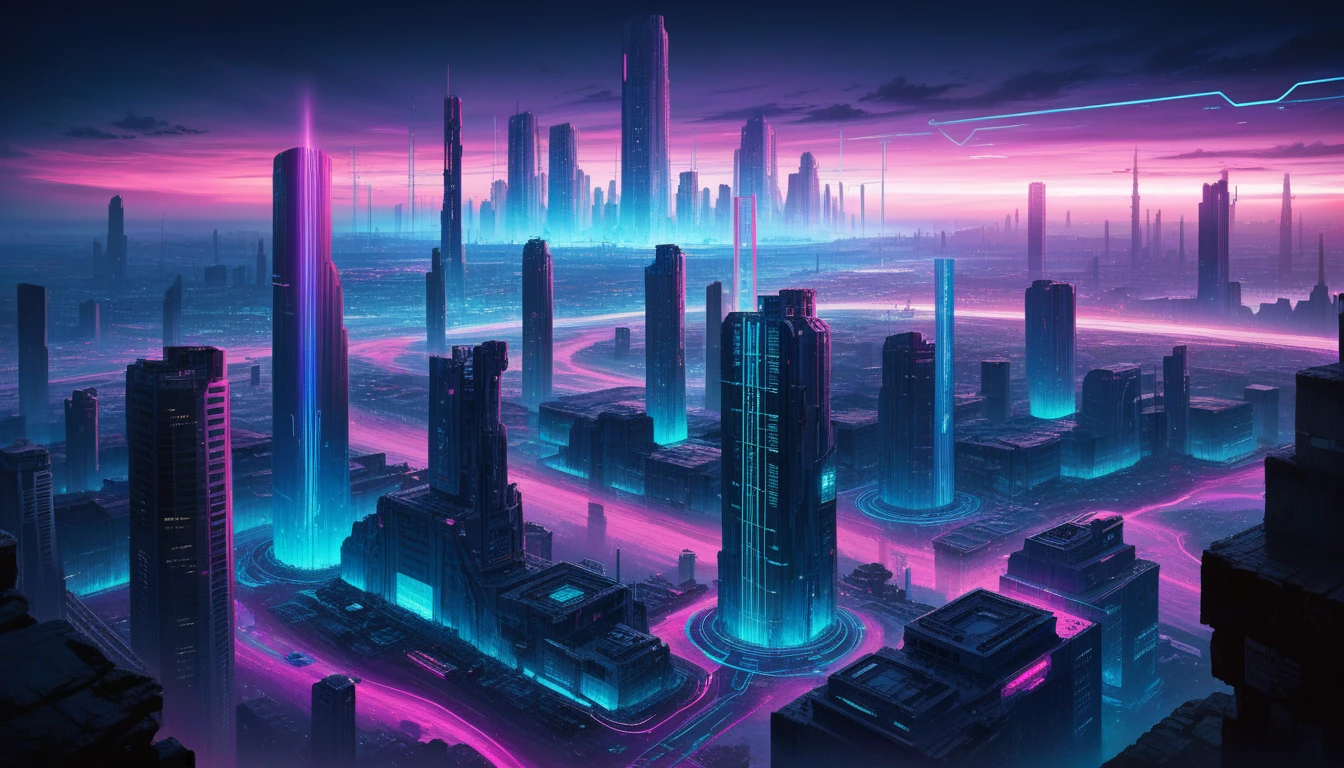 (masterpiece, top quality, Best Quality, official art, beautiful and aesthetic:1.2),(blue purple neon lighting), (vibrant glow), dynamic colors, striking contrast, futuristic atmosphere, Electric power,reflective surfaces,(urban landscape:1.3),8k,official wallpaper, (cyberpunk:1.2) ,future