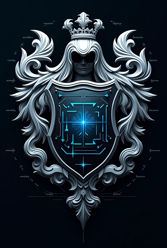 A coat of arms with a theme of basic computing and programming logic