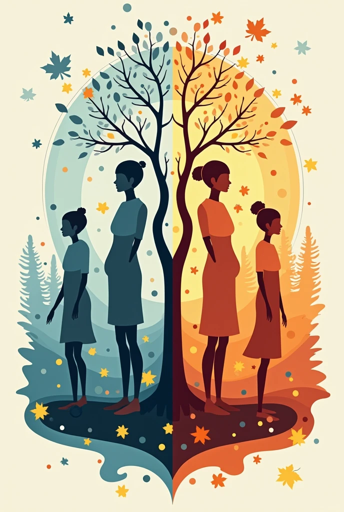 Four seasons icon: winter, summer, spring and autumn, vector illustration.