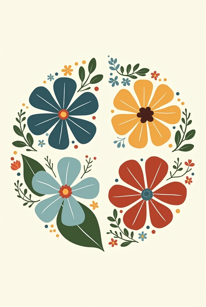 Four seasons icon: winter, summer, spring and autumn, vector illustration. Use flowers