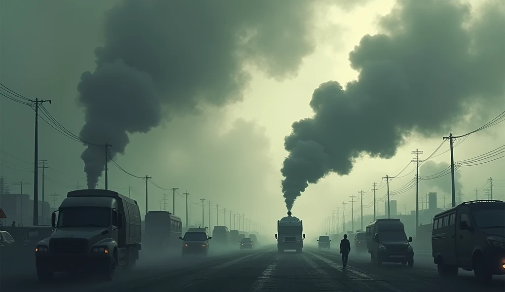 Vehicles releasing smoke and causing pollutiin