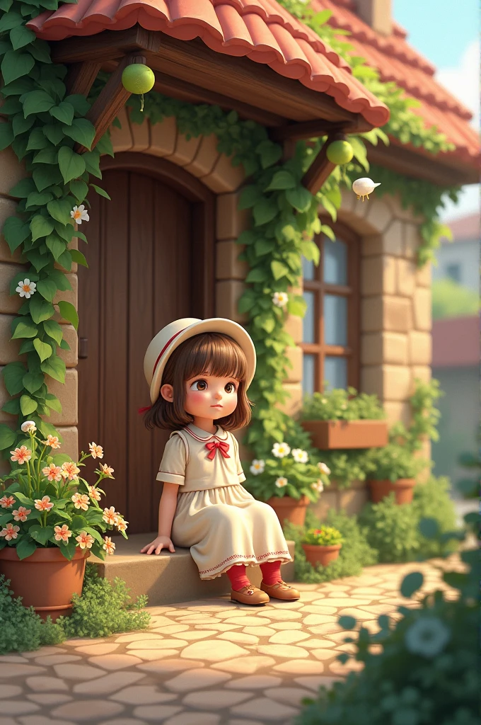 A beautiful village cubby girl sitting on door
