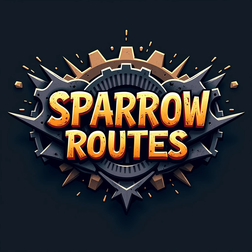 A LOGO WITH THE NAME SPARROW ROUTES in motorcycle and roblox style