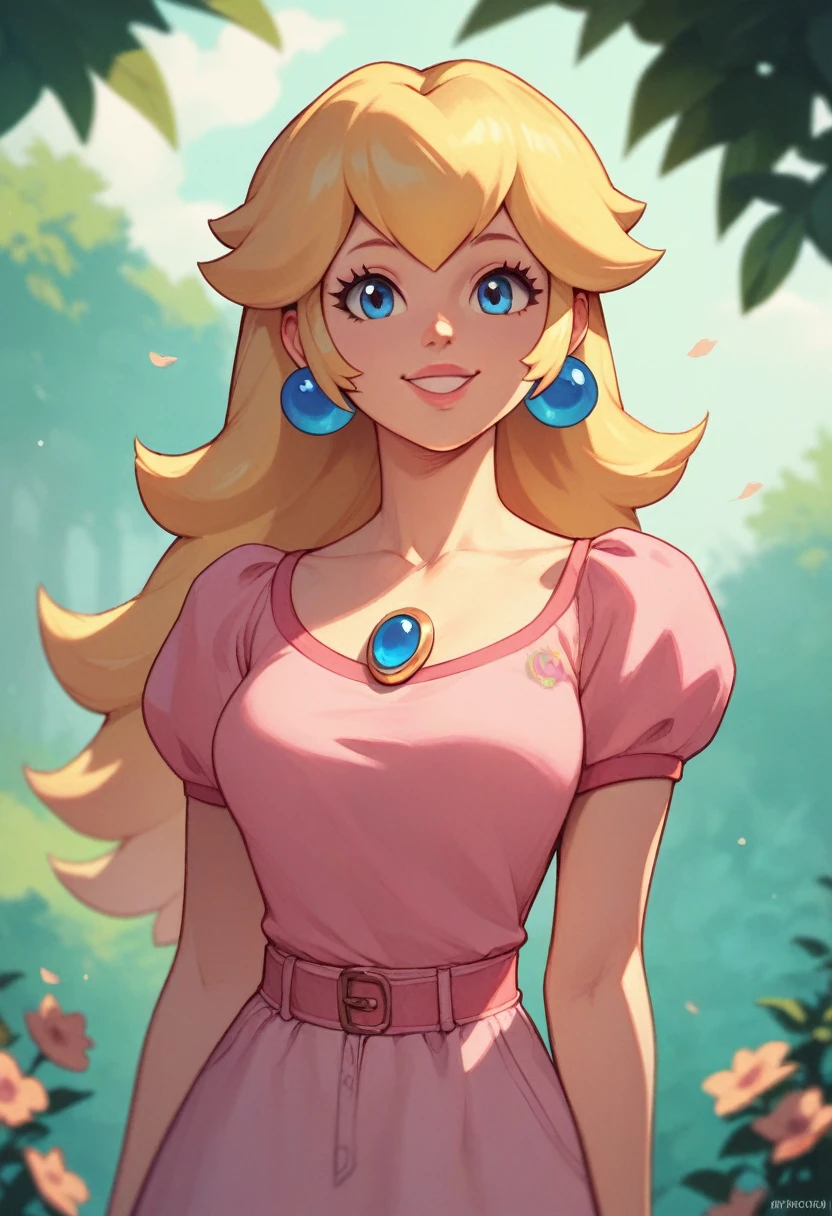 Princess Peach wearing casual clothes , smiling