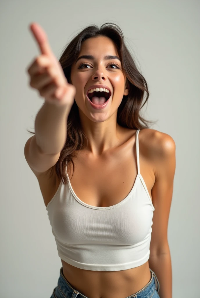 Wow reactions face girl half body image plan background size 1080×1080 up side and right side open space for editing