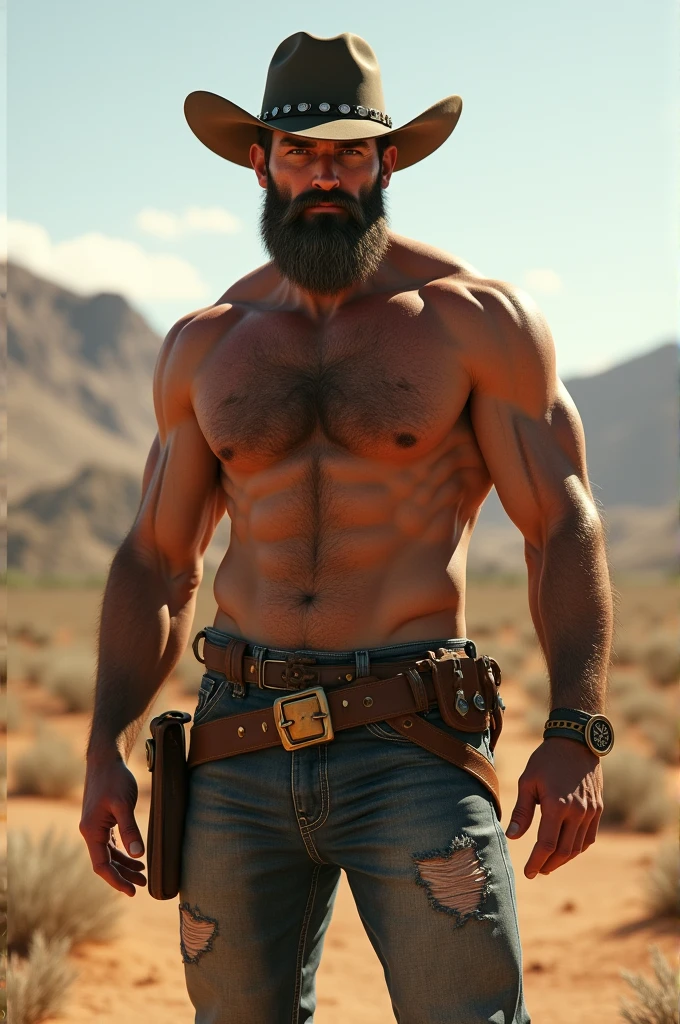 Shirtless Hairy Cowboy