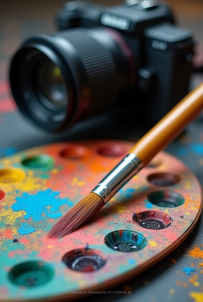 A brush and a palette of colors Reason: It represents your ability to draw and your creative nature in general.. It can also symbolize your ability to "smart" stories through your short films.
A video camera Reason: Reflect your interest and skills in creating short films, take photos and videos. put two ideas together in one image