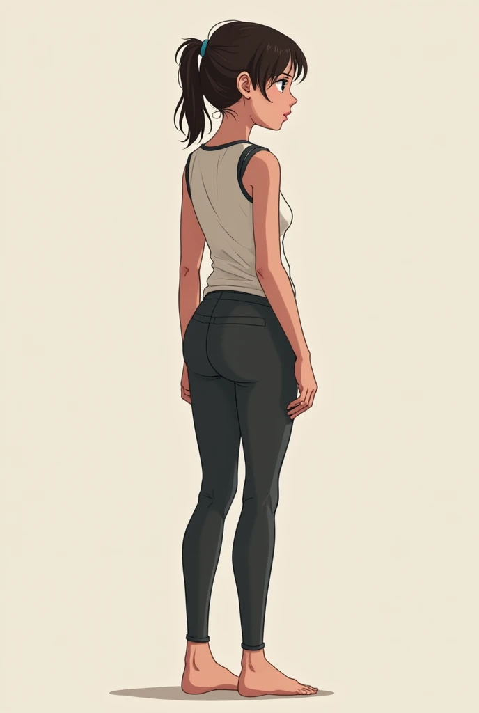  Kid girl in short leggins full body standing backwards with big ass