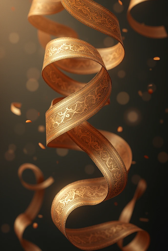 falling wavy ribbon, realistic decorative, renaissance painting