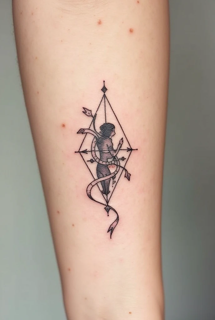 Small tattoo with elements of the astrological signs of Virgo, scorpion et sagittaire 