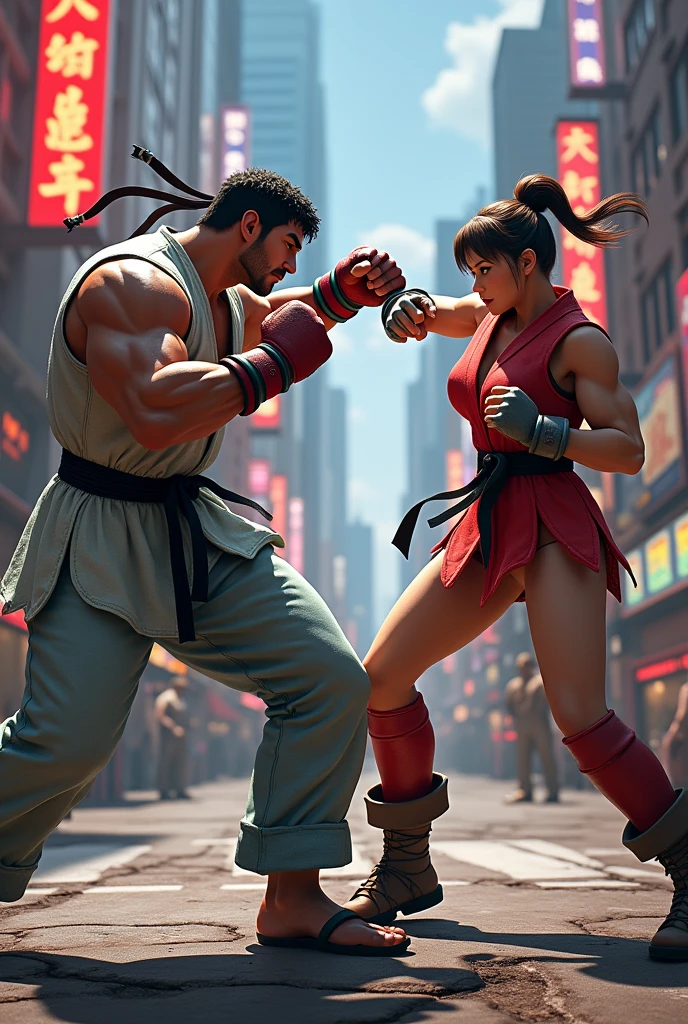 Generate ryu and chun li street fighter characters 