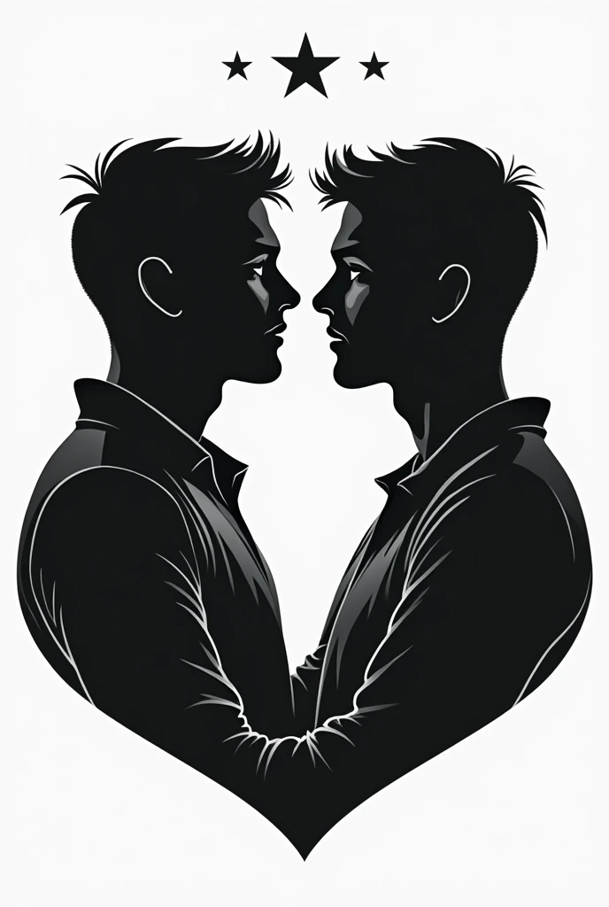 A cricket jersey logo of two boys legend players (black & white)
