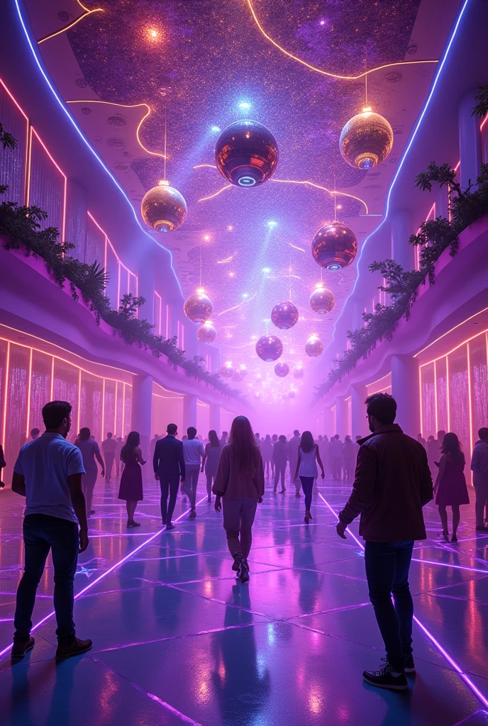 Large Disco Style with Purple Ambience Decoration Design