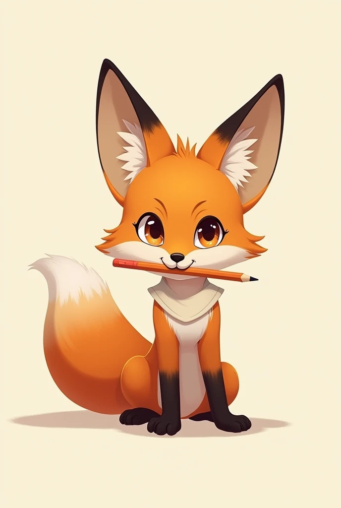 Fox girl with pencil in mouth design With clothes