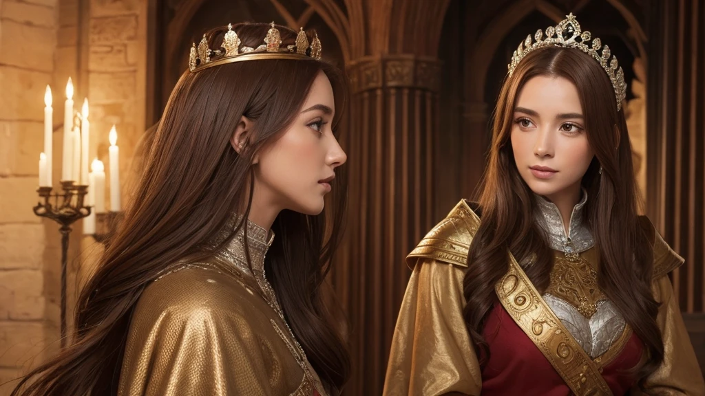 beautiful Queen of Medieval Spain, brown hair