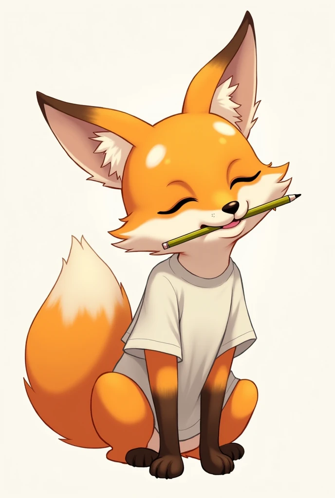 Fox girl with pencil in mouth design With clothes