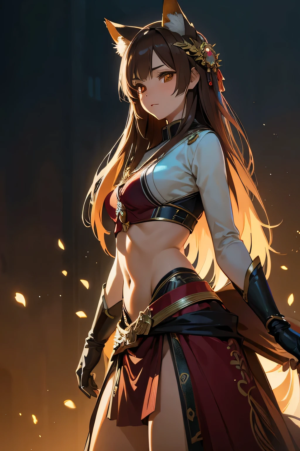 Best quality, 8K, HDR, soft lighting, picture perfect, realistic, vibrant, fox girl with brown hair, kitsune, beautiful female kitsune, digital anime illustration, beautiful illustration, beautiful digital artwork, exquisite digital illustration, realistic digital anime art, realistic anime style digital art, ultra high quality fantasy art, final fantasy, masterpiece, ultra high quality female character design, wallpaper illustrations of the highest quality, complex ultra high quality accurate faces of female characters, high quality design and accurate physics, ultra high quality fantasy style, dark fantasy Style, masterpieces, super high quality characters, anime resolution - 8K, realistic anime art, highest quality wallpaper illustration, ultra-high facial detail, quality design and physics accuracy, by color, depth of field, shadows, ray tracing, high quality and 8K resolution computer wallpaper production, accurate simulation of the interaction of light and materials, Highly detailed hair, More about beautiful and shiny brown hair, Beautifully detailed hands perfect fingers, Beautiful nails, perfect anatomy, perfect proportions, Full-length, Perfect color combination, Accurate imitation of the interaction of light and material, art that conveys the meaning of the story, full body picture.