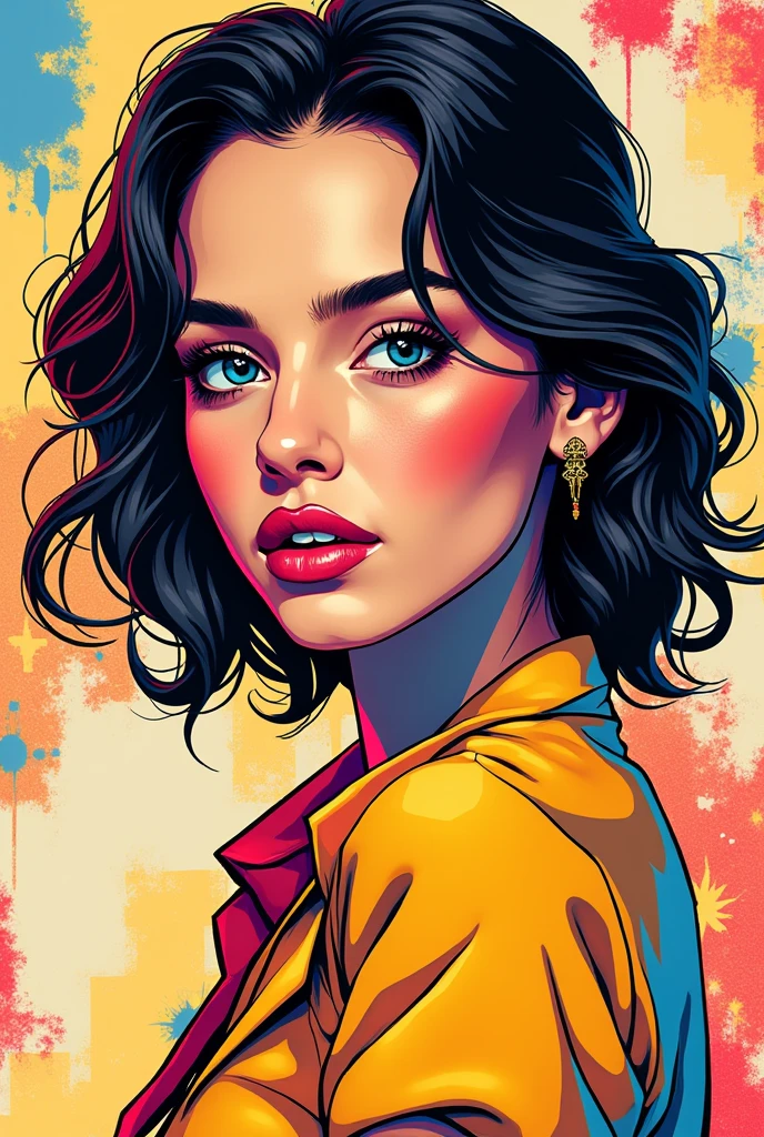 Girl in pop art with transparent background 
