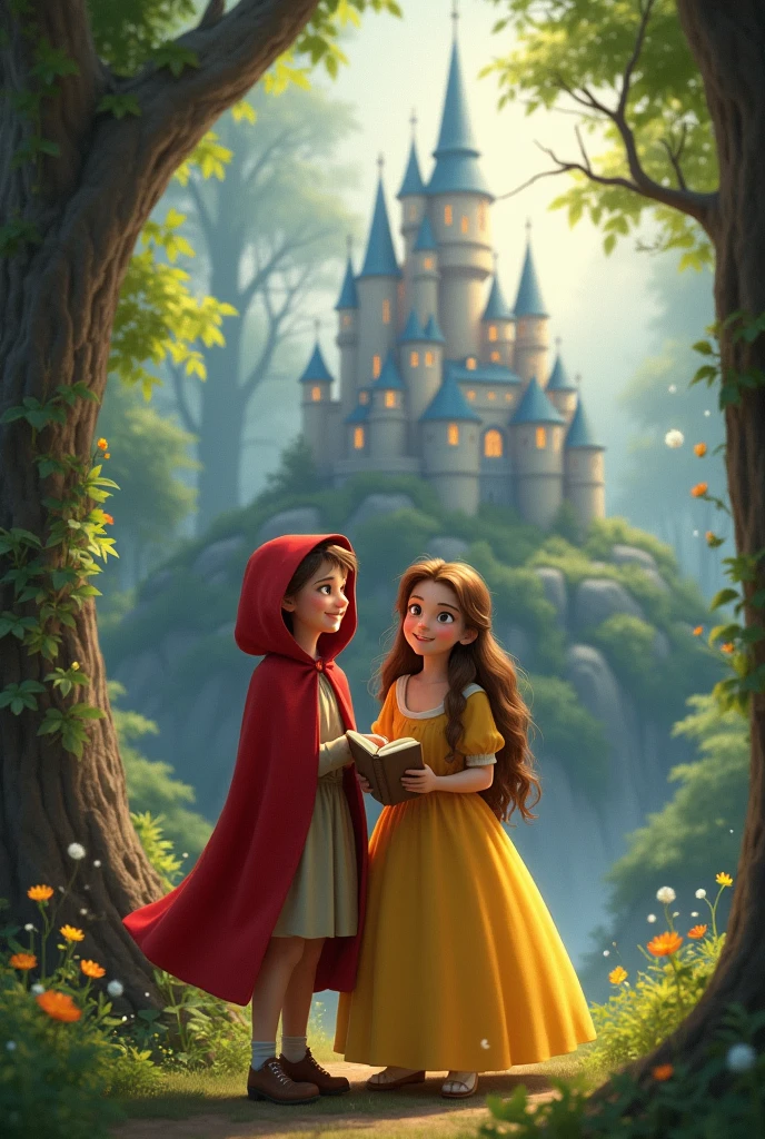 Thus, Little Red Riding Hood not only had a new friend in Belle, but also a new home in the magical castle.Juntas, they continued their adventures in the forest and always remembered the power of friendship and courage. And so they lived happily ever after.!