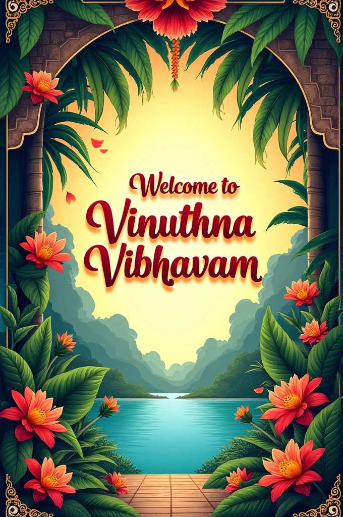 Create a poster on Well come to vinuthna vibhavam as a text on it